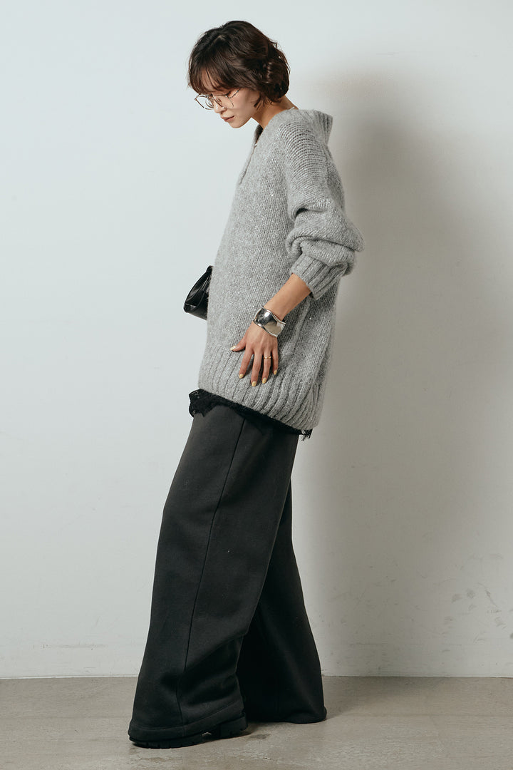 [SET]Vネックラメニットトップス+レース切り替えキャミソール(2set)