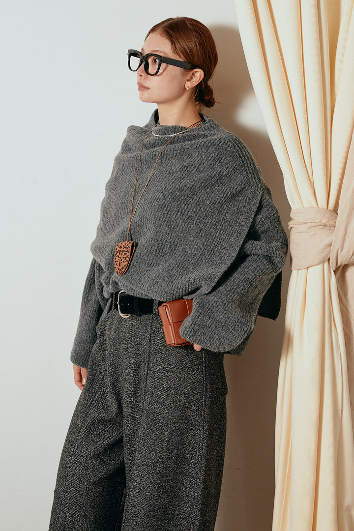 【着回しセット】[SET]ケープデザインリブニットトップス+ケープデザインリブニットトップス(2set)