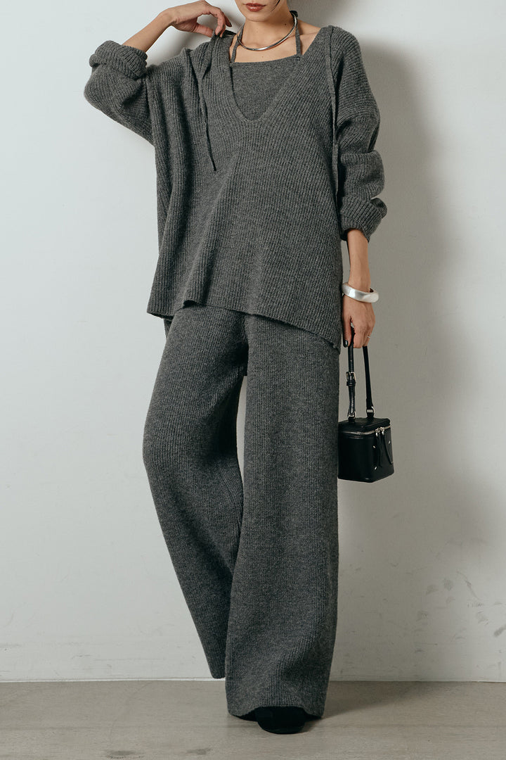 [SET]ホルターネックケーブルニットSETUP