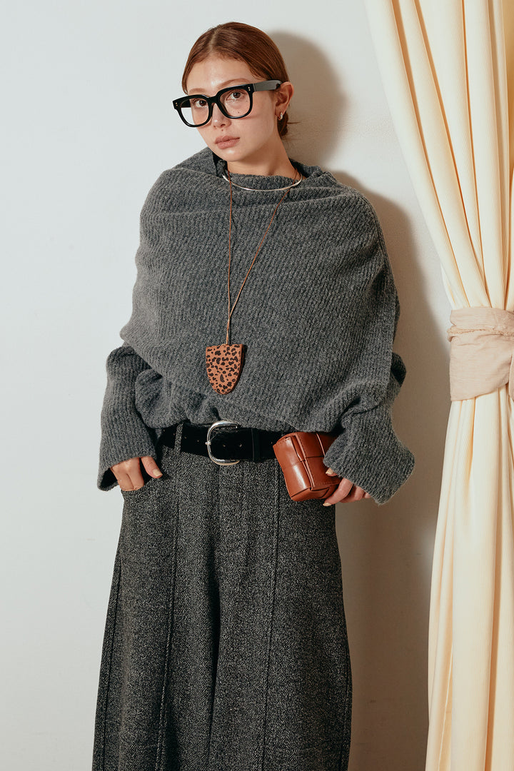 【着回しセット】[SET]ケープデザインリブニットトップス+ケープデザインリブニットトップス(2set)