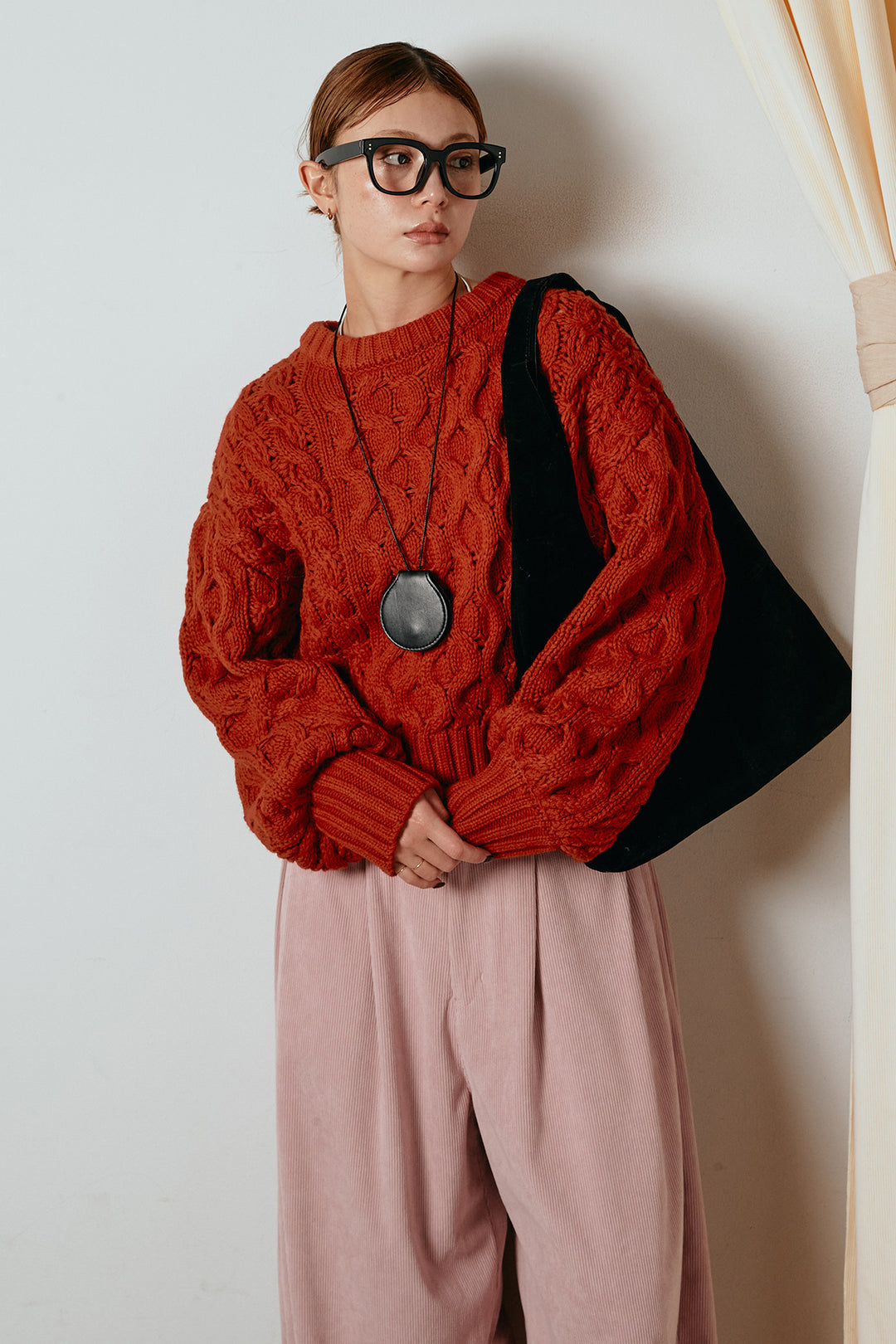 [SET]バルキーケーブルプルオーバー+コーデュロイサイドタックコクーンパンツ(2set)