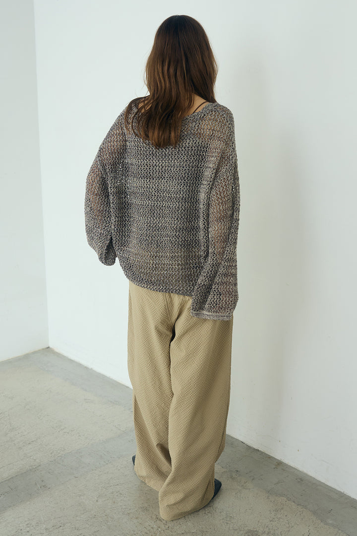 [SET]メッシュ編みビスチェセットVネックプルオーバー+シアサッカーイージーパンツ(2set)