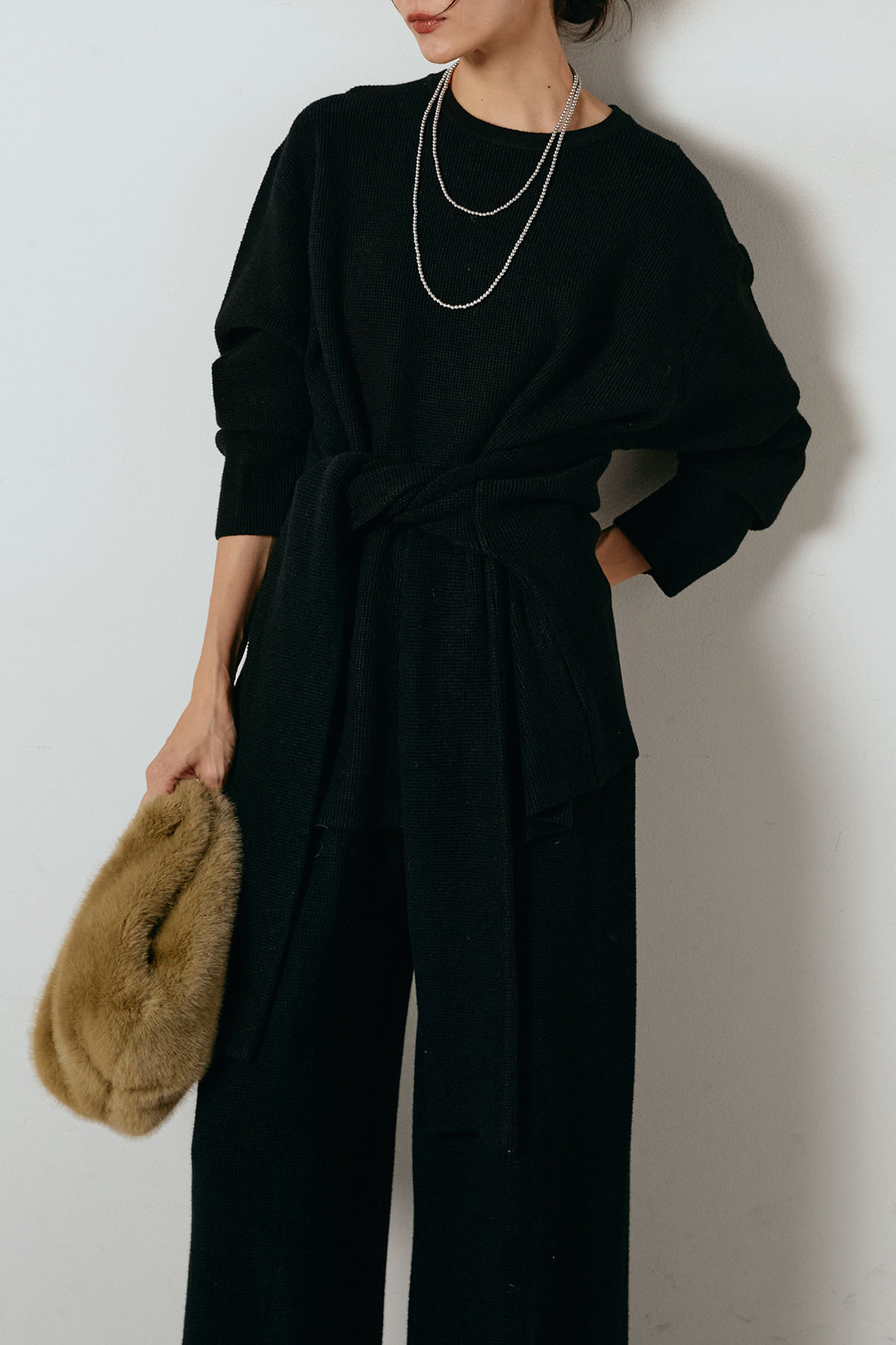 [SET]ウエスト巻きワッフルニットSETUP