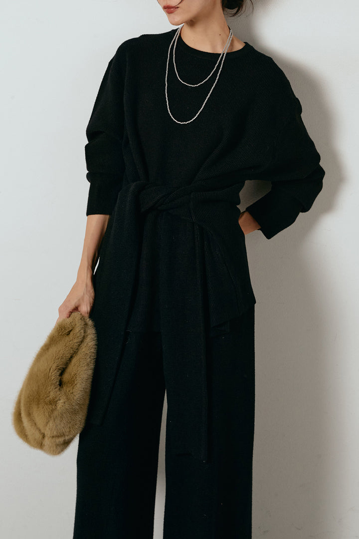 [SET]ウエスト巻きワッフルニットSETUP