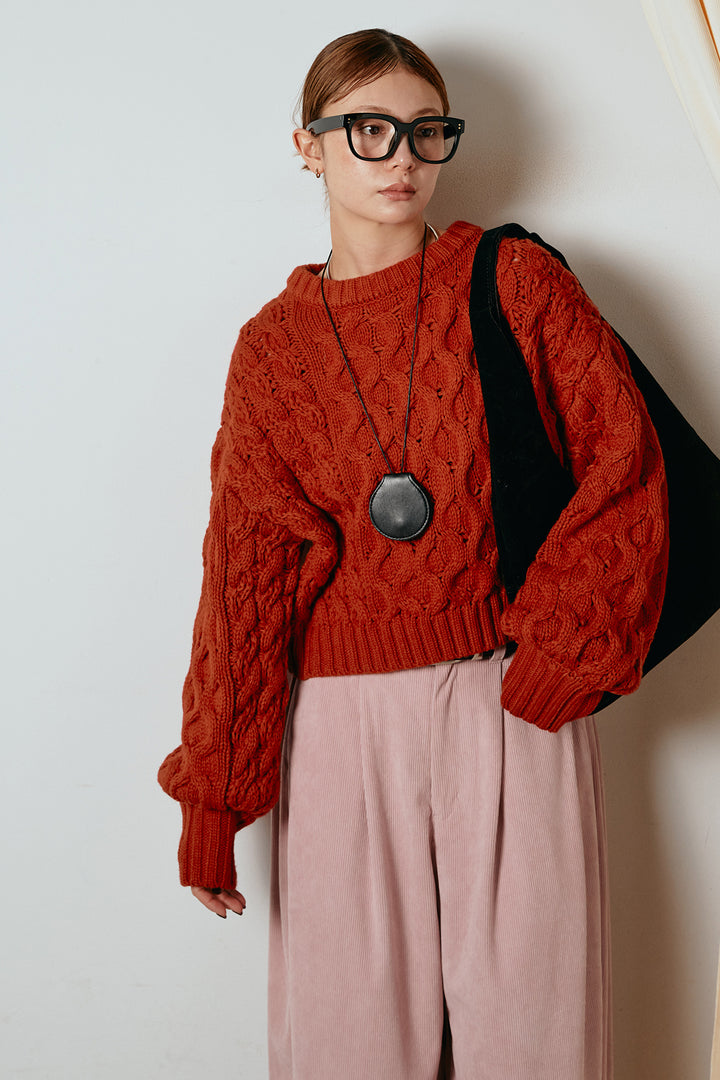 [SET]バルキーケーブルプルオーバー+コーデュロイサイドタックコクーンパンツ(2set)