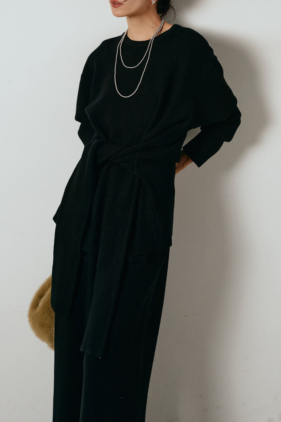 [SET]ウエスト巻きワッフルニットSETUP