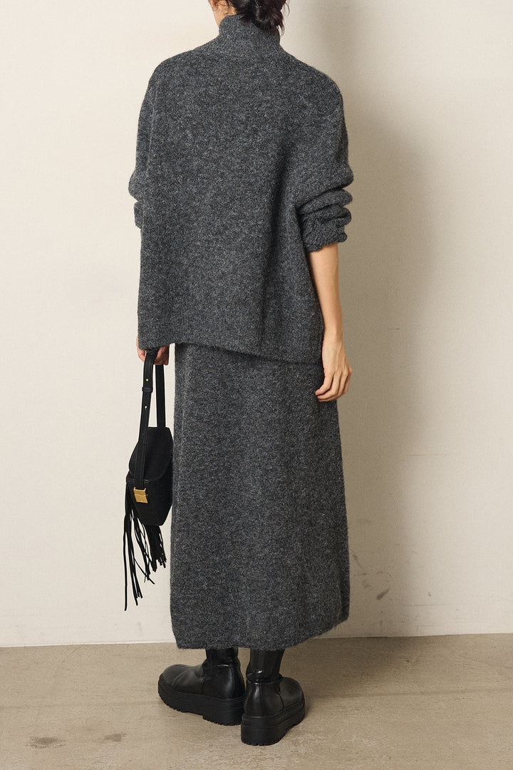 [SET]ハイネックメタルプレートニットスカートSETUP