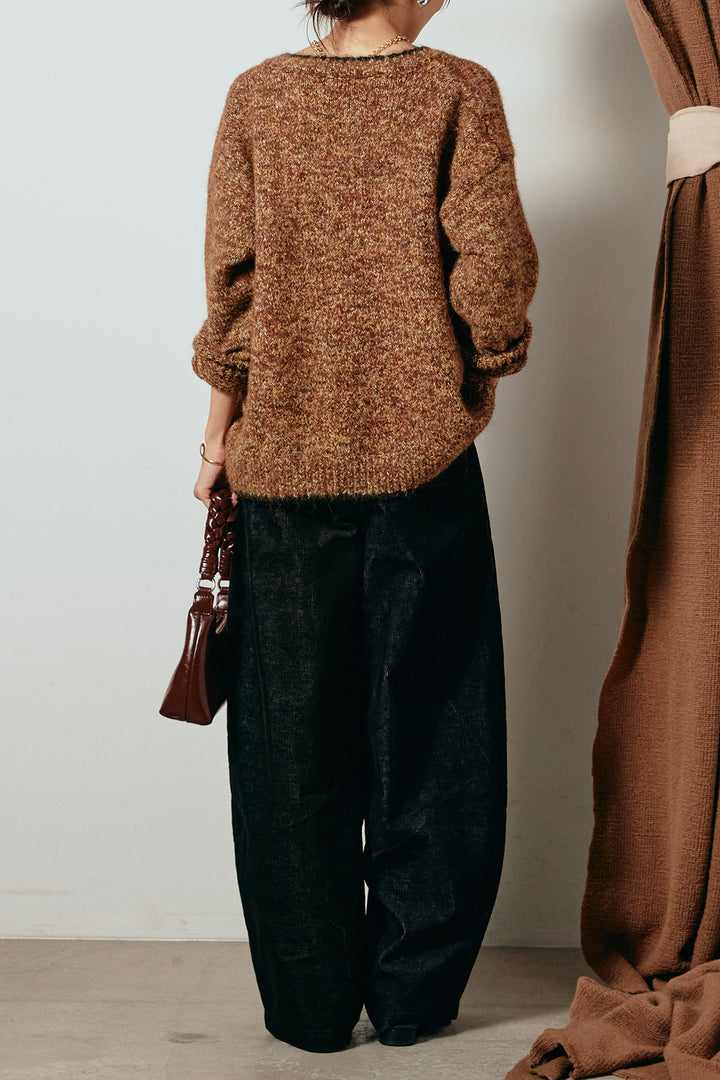 [SET]ミックスニットポケットカーディガン+フロントタック入りコーデュロイパンツ(2set)