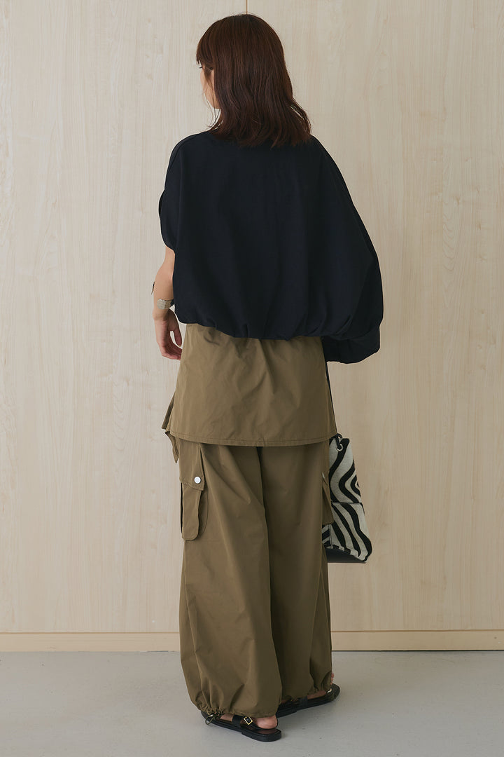 [SET]オーバークロップバルーンカットソー+ウエスト巻き風カーゴパンツ(2set)