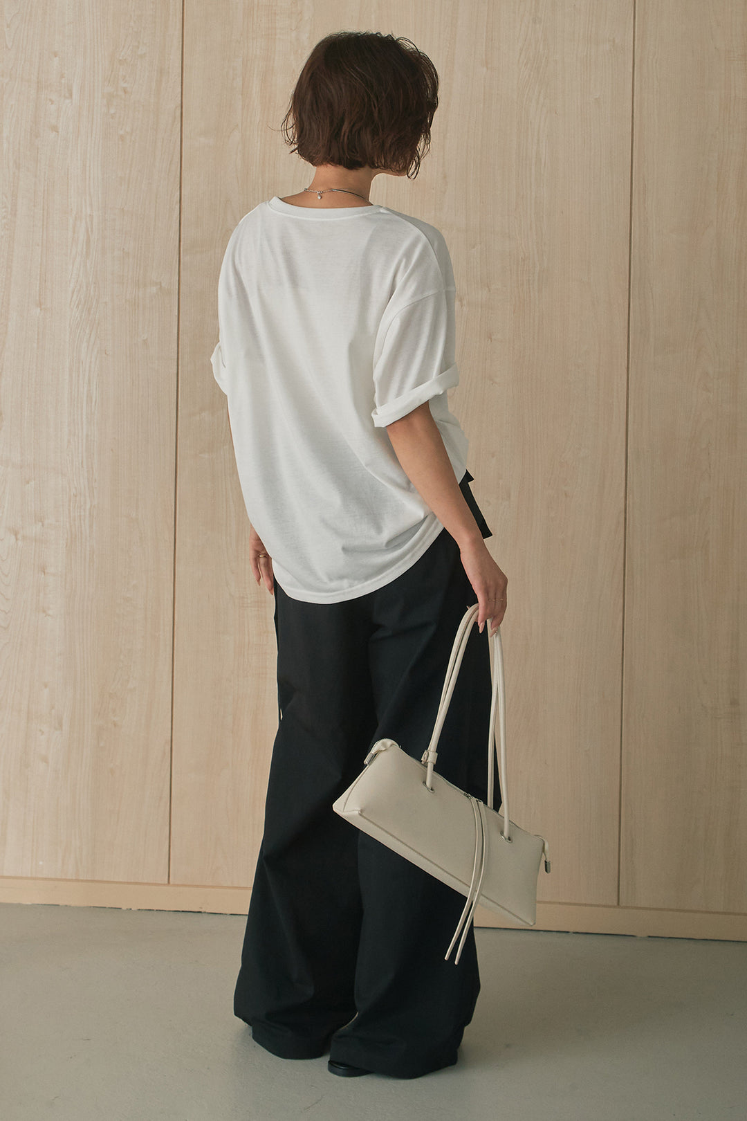 [SET]MarbleプリントTシャツ+ポケットベルト付きニーサイドタックパンツ(2set)