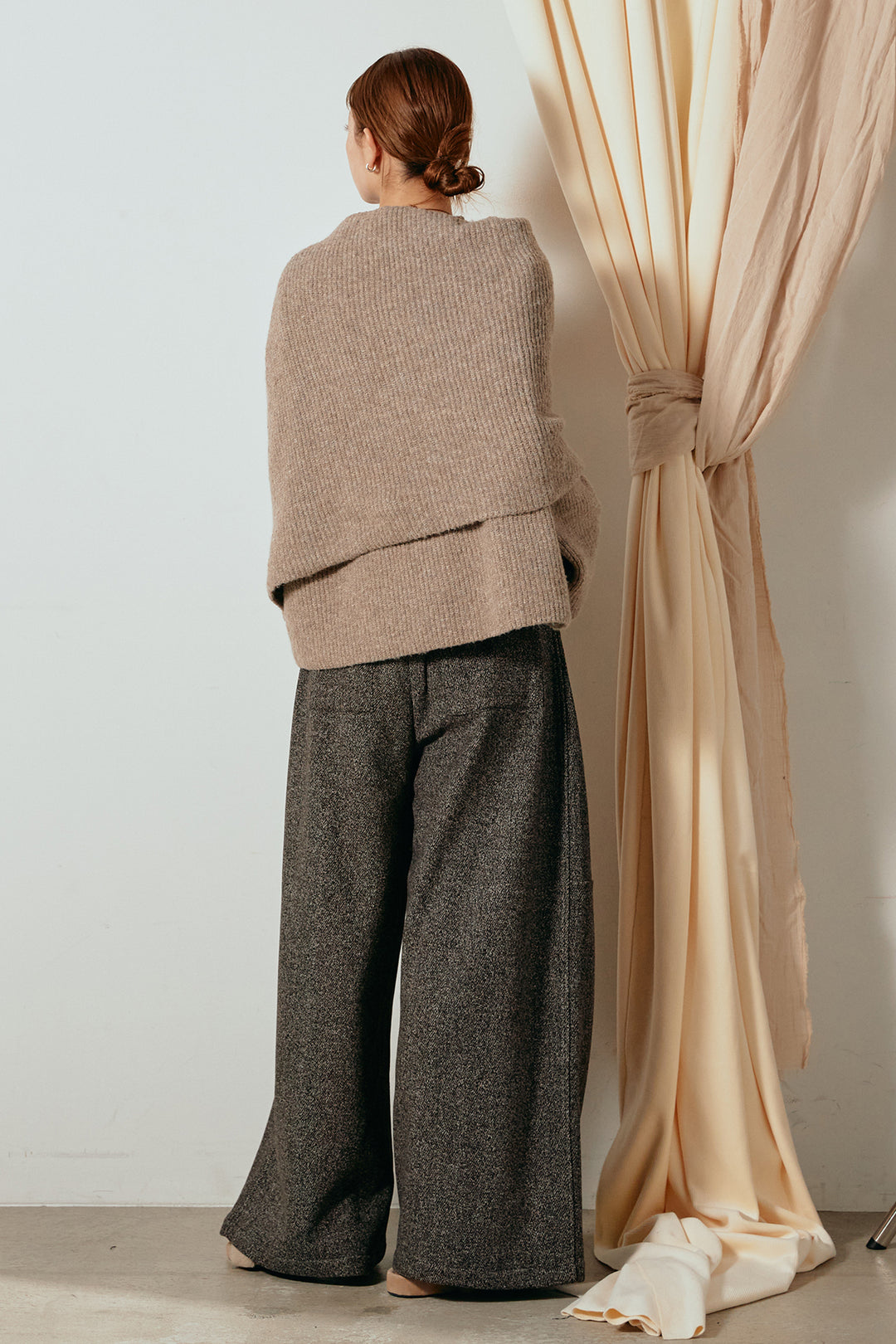 【着回しセット】[SET]ケープデザインリブニットトップス+ケープデザインリブニットトップス(2set)