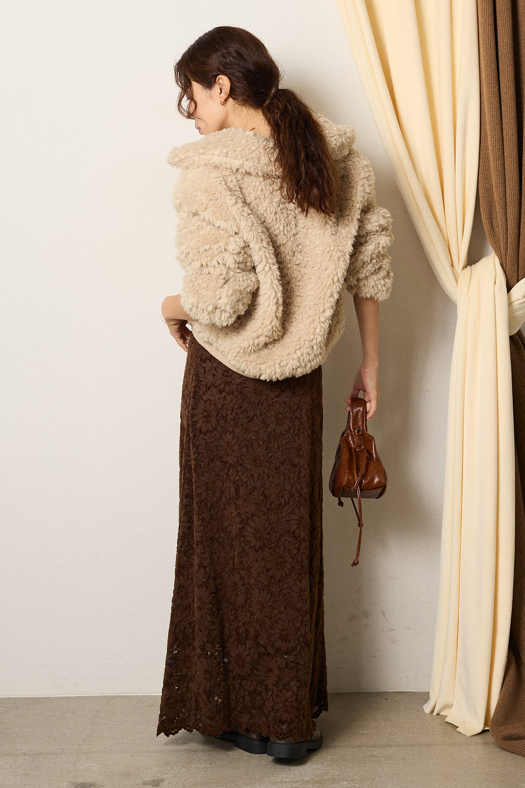 スタンドカラー裾リブボアブルゾン