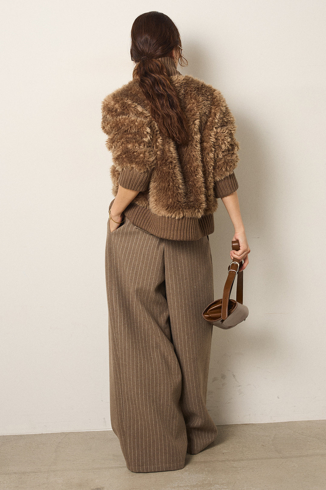 [SET]ハイネックボアブルゾン+ウールライクストライプパンツ(2set)