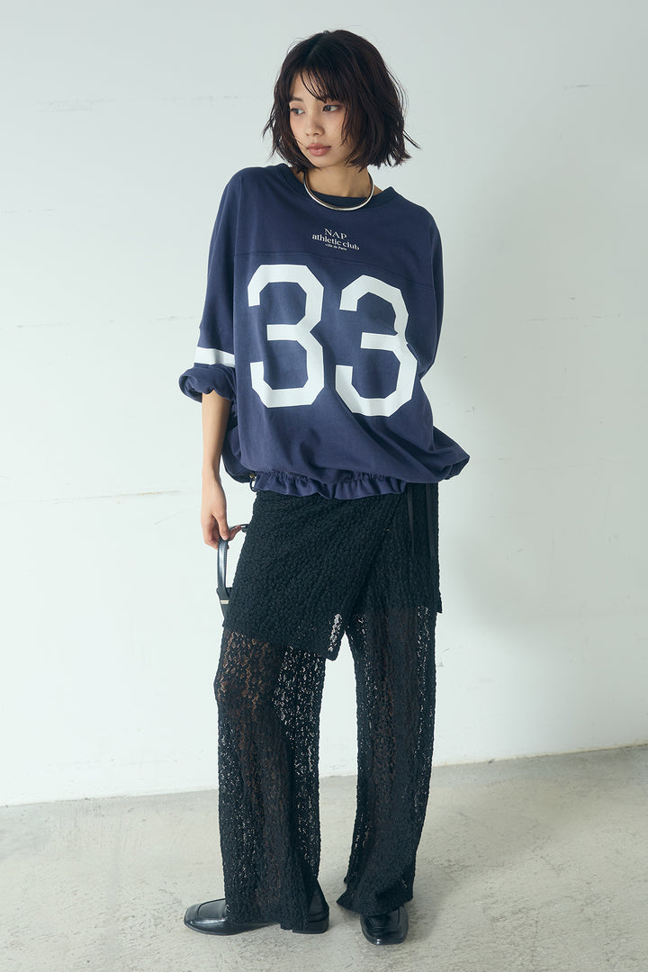 [SET]裾ドロストナンバービッグTシャツ+ストレッチレースパンツ＆ラップスカートセット(2set)