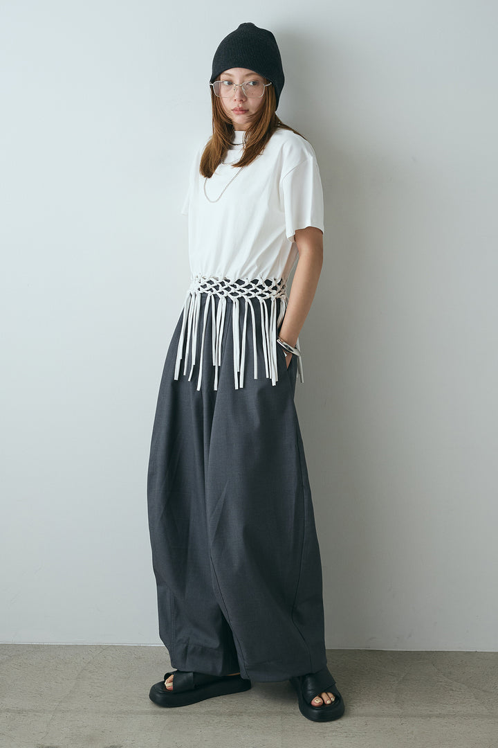 [SET]裾フリンジデザインTシャツ+ビッグシルエットワイドパンツ(2set)