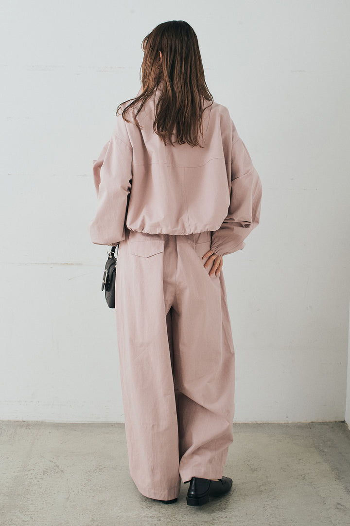 [SET]スタンドネックブルゾン+紐付きカーブワイドパンツ(2set)