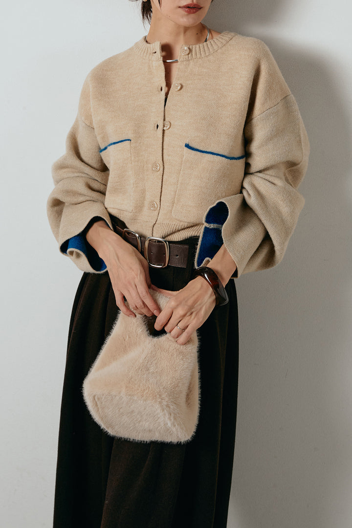 アルパカタッチダブルフェイスカーディガン/アイボリー