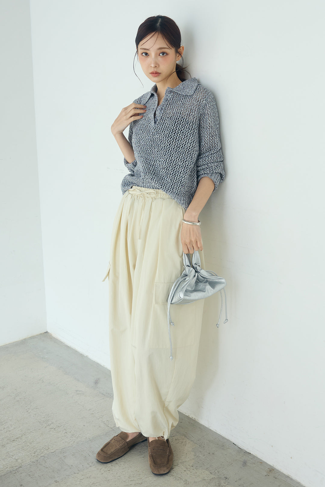 [SET]ミックスメッシュポロニット+撥水ジョガーパンツ(2set)