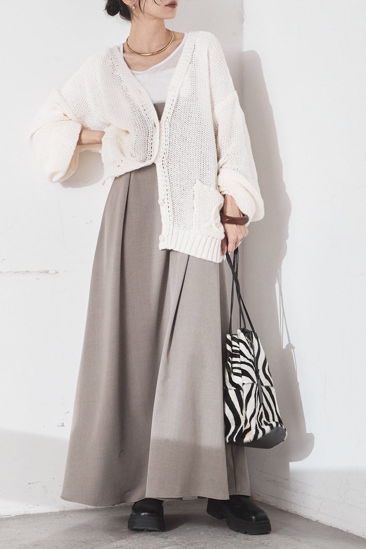 [SET]コード刺繍リラックスニットカーディガン+フレアリラックスキャミワンピース(2set)