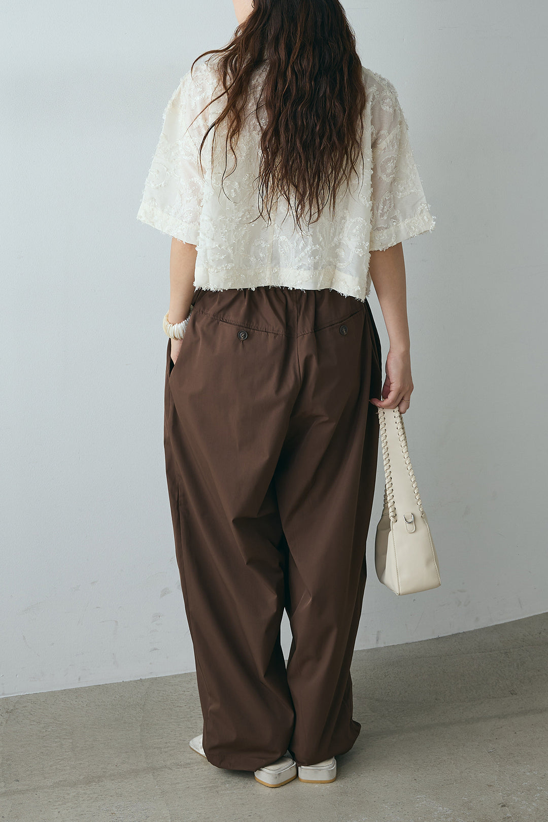 [SET]半袖オープンカラージャガード柄シャツ+タックワイドリラックスパンツ(2set)