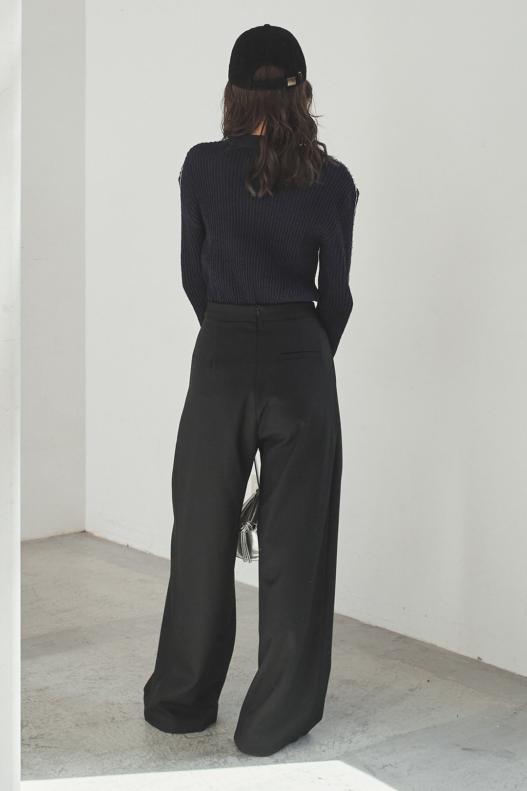 [SET]衿付きニットプルオーバー+サイドベルトタック入りスラックス(2set)