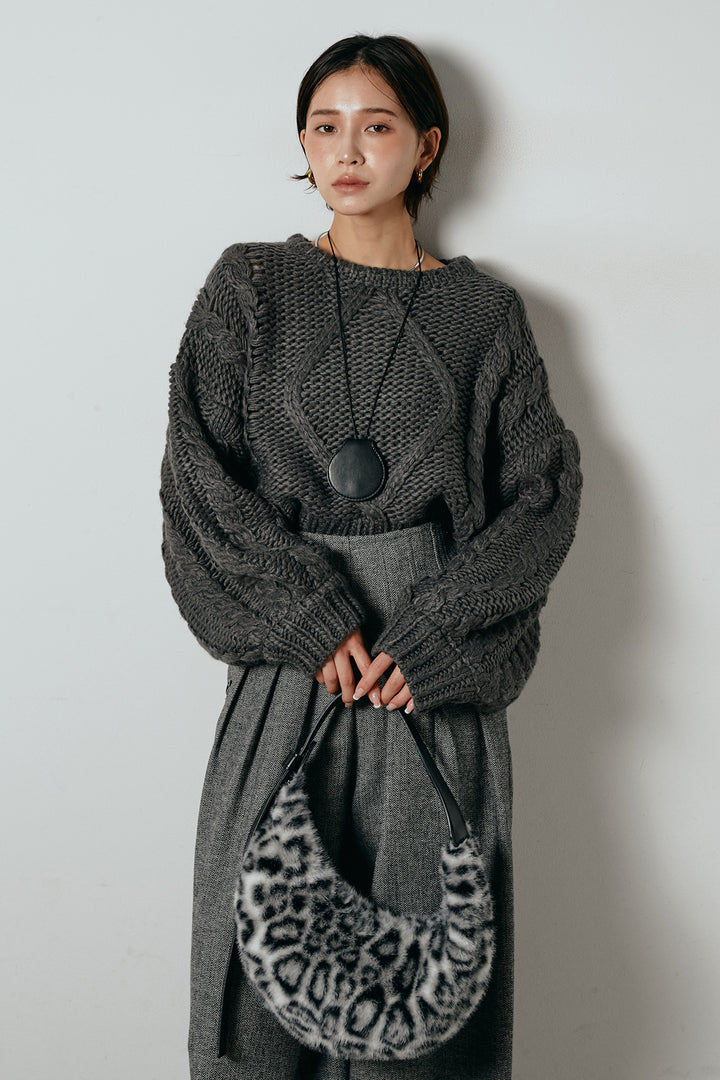 [SET]ロービングケーブルショート丈プルオーバー+サイドボタンツイードタックパンツ(2set)