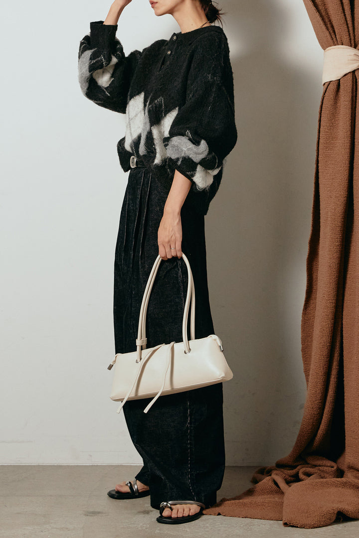 [SET]アーガイル柄ポロニットトップス+フロントタック入りコーデュロイパンツ(2set)