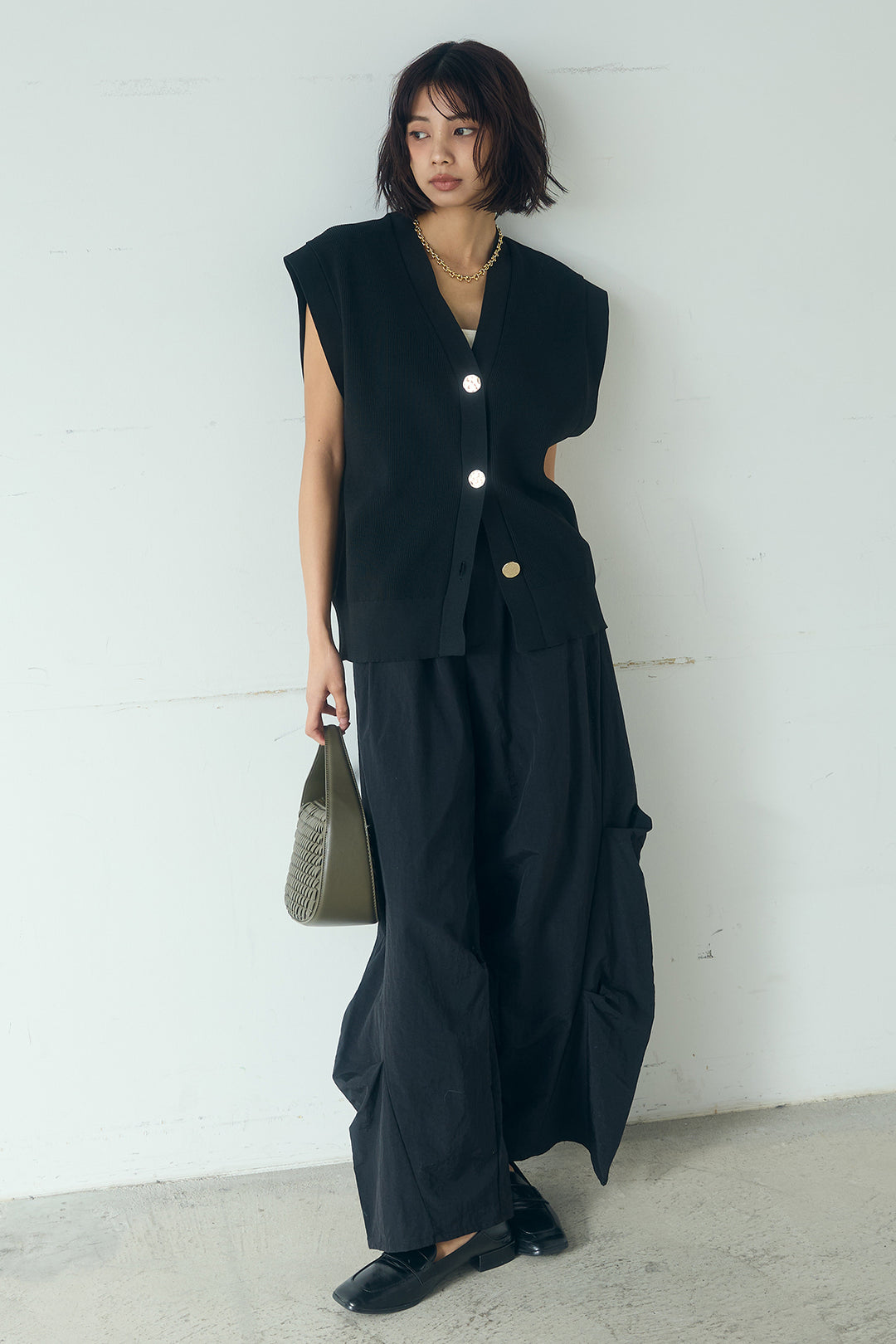 [SET]ポリウーリーメタルボタンベスト+ドライタフタタックバレルパンツ(2set)