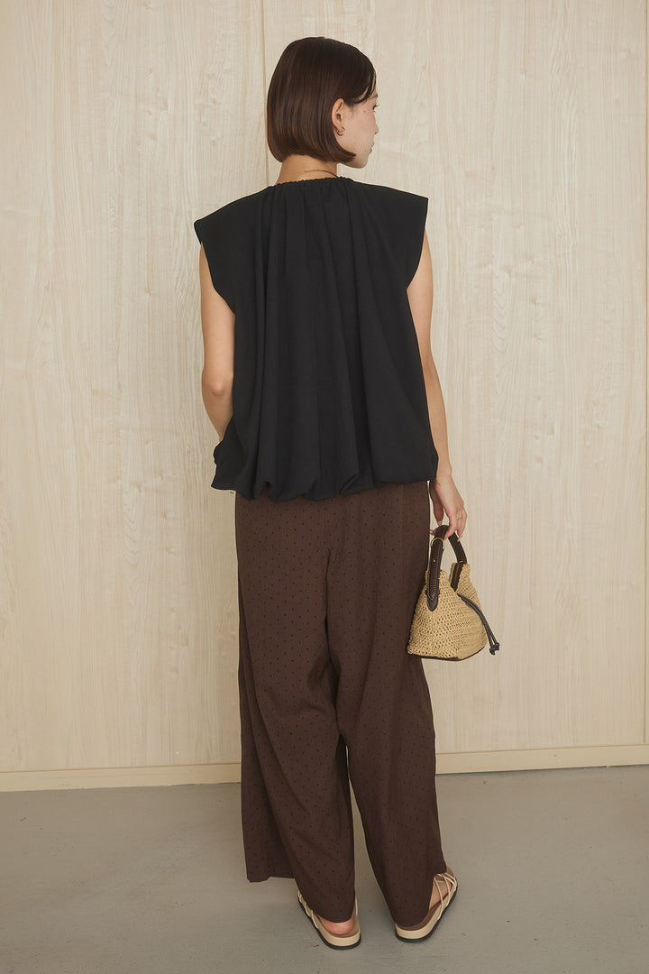 [SET]クレープデシンバルーンベスト+ジョーゼットドットプリントオールインワン(2set)
