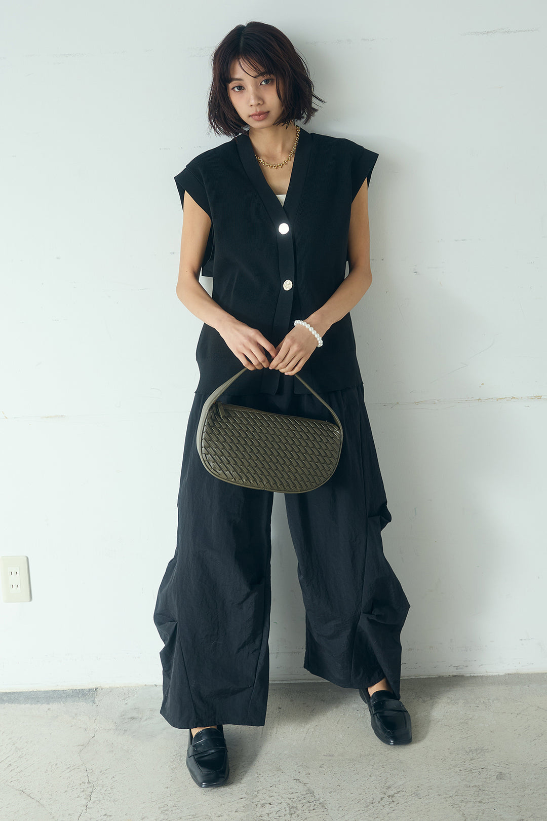 [SET]ポリウーリーメタルボタンベスト+ドライタフタタックバレルパンツ(2set)