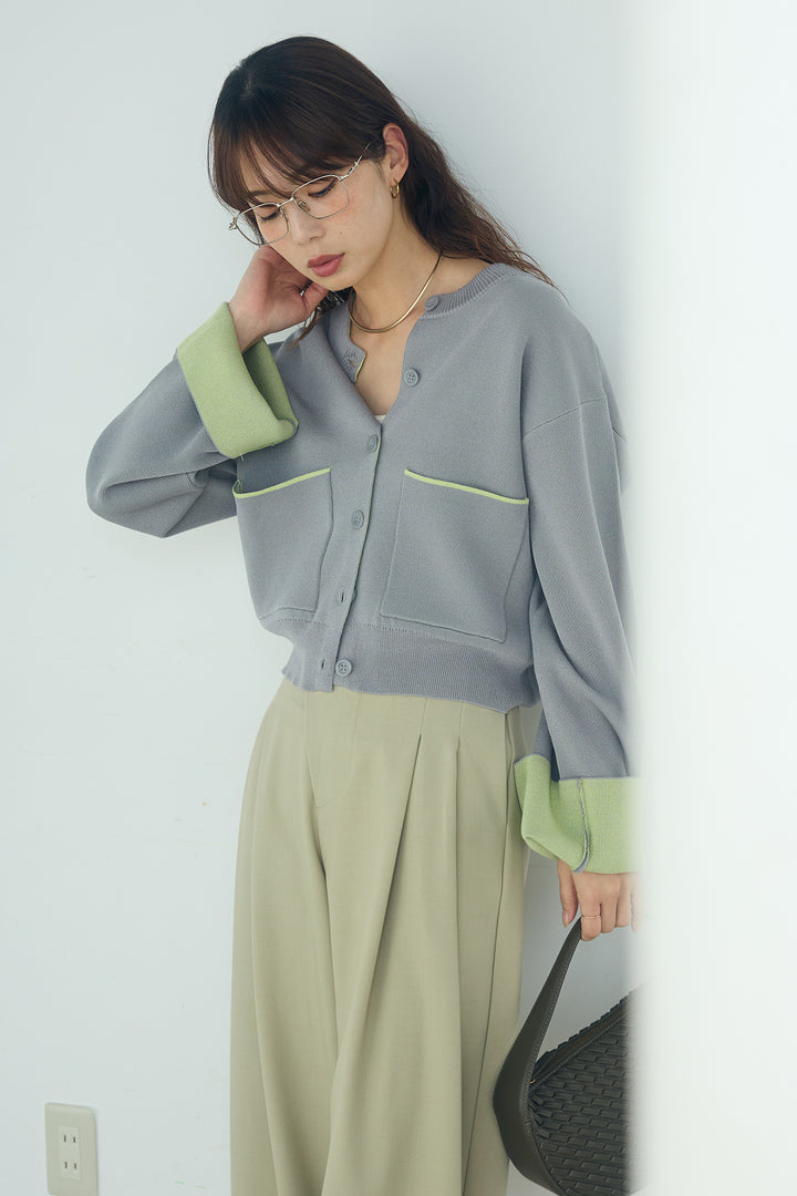 [SET]レーヨンポリダブルフェイスカーディガン+サイドベルトタック入りスラックス(2set)
