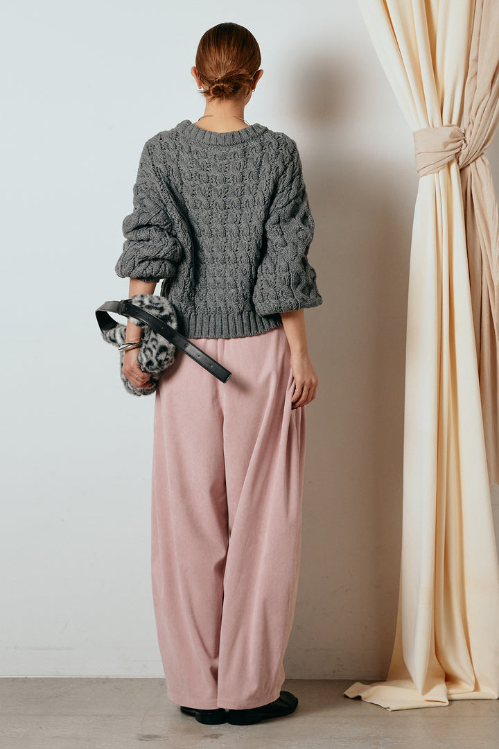 [SET]バルキーケーブルプルオーバー+コーデュロイサイドタックコクーンパンツ(2set)