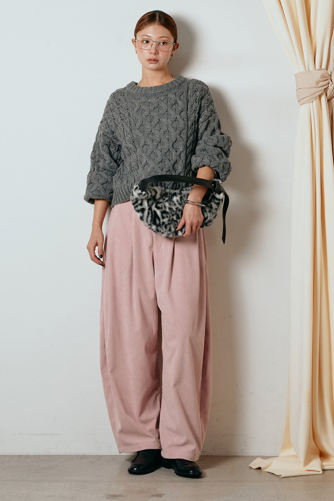 [SET]バルキーケーブルプルオーバー+コーデュロイサイドタックコクーンパンツ(2set)