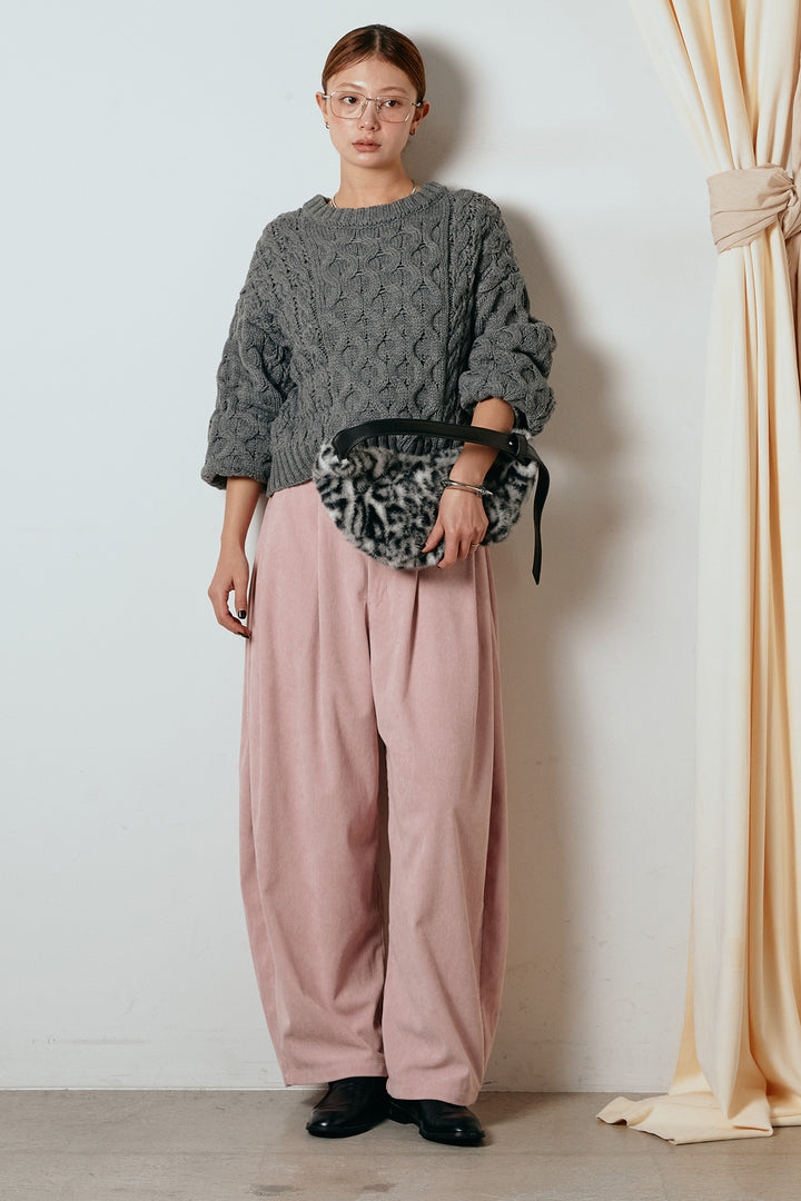 [SET]バルキーケーブルプルオーバー+コーデュロイサイドタックコクーンパンツ(2set)