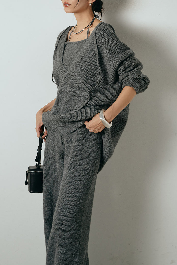 [SET]ホルターネックケーブルニットSETUP