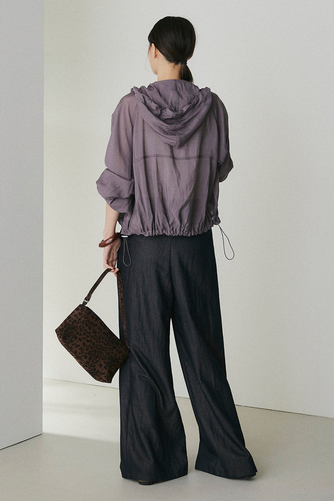 [SET]裾ドロストシアーWジップフーディーブルゾン+ウエスト折り返しワイドパンツ(2set)