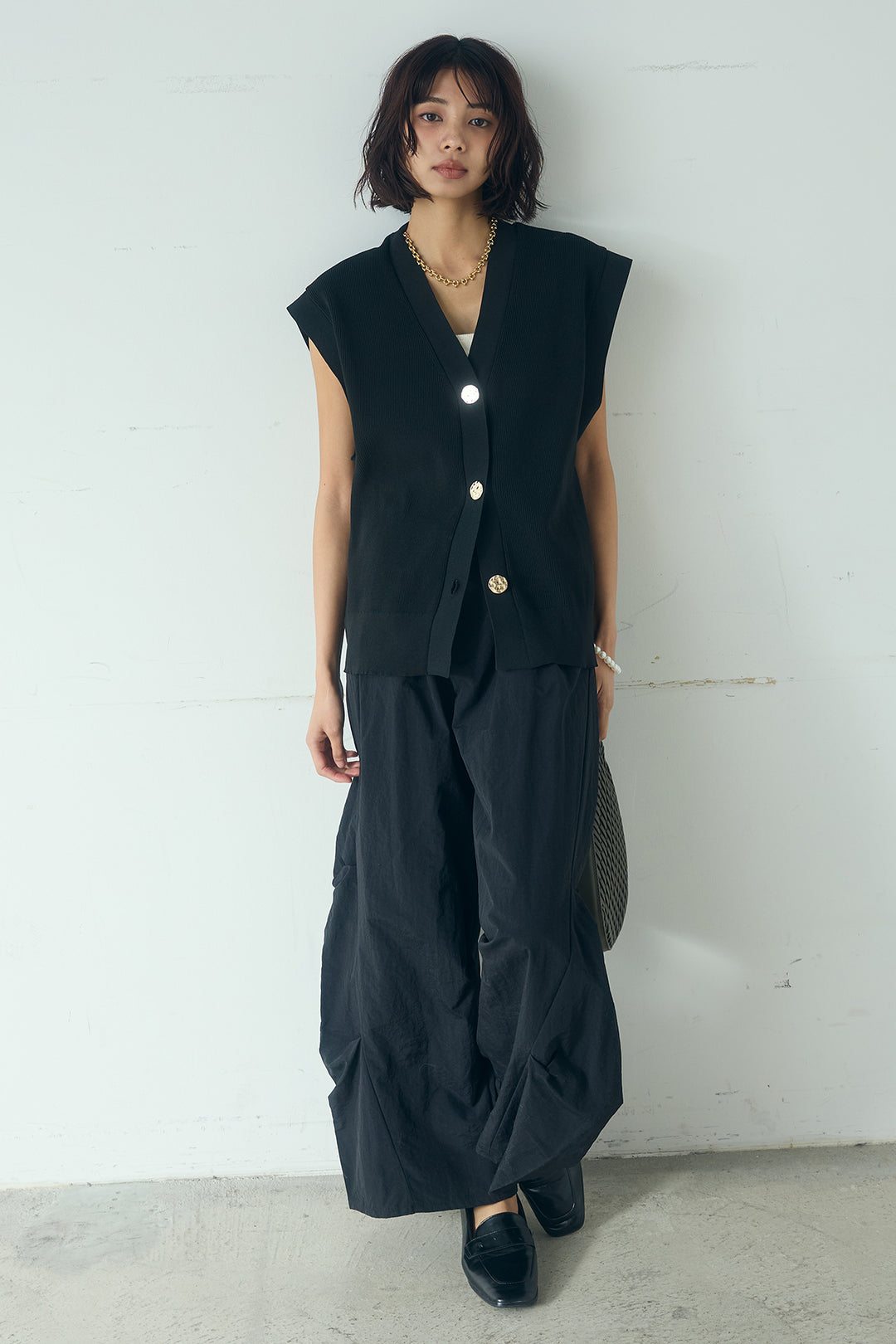 [SET]ポリウーリーメタルボタンベスト+ドライタフタタックバレルパンツ(2set)