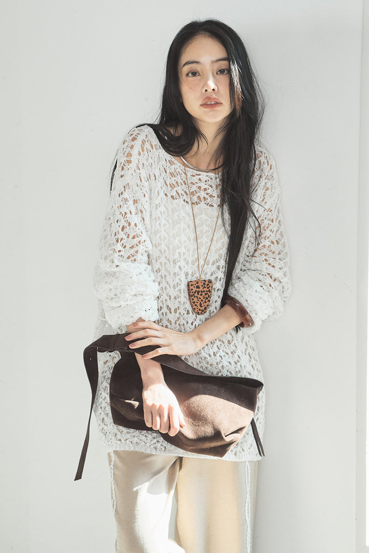 [SET]リラックスメッシュニットトップス+刺繡テープラインパンツ(2set)