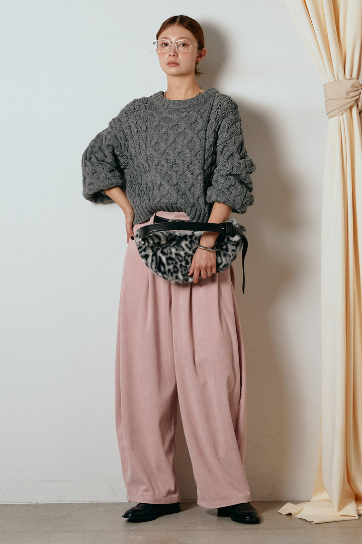 [SET]バルキーケーブルプルオーバー+コーデュロイサイドタックコクーンパンツ(2set)