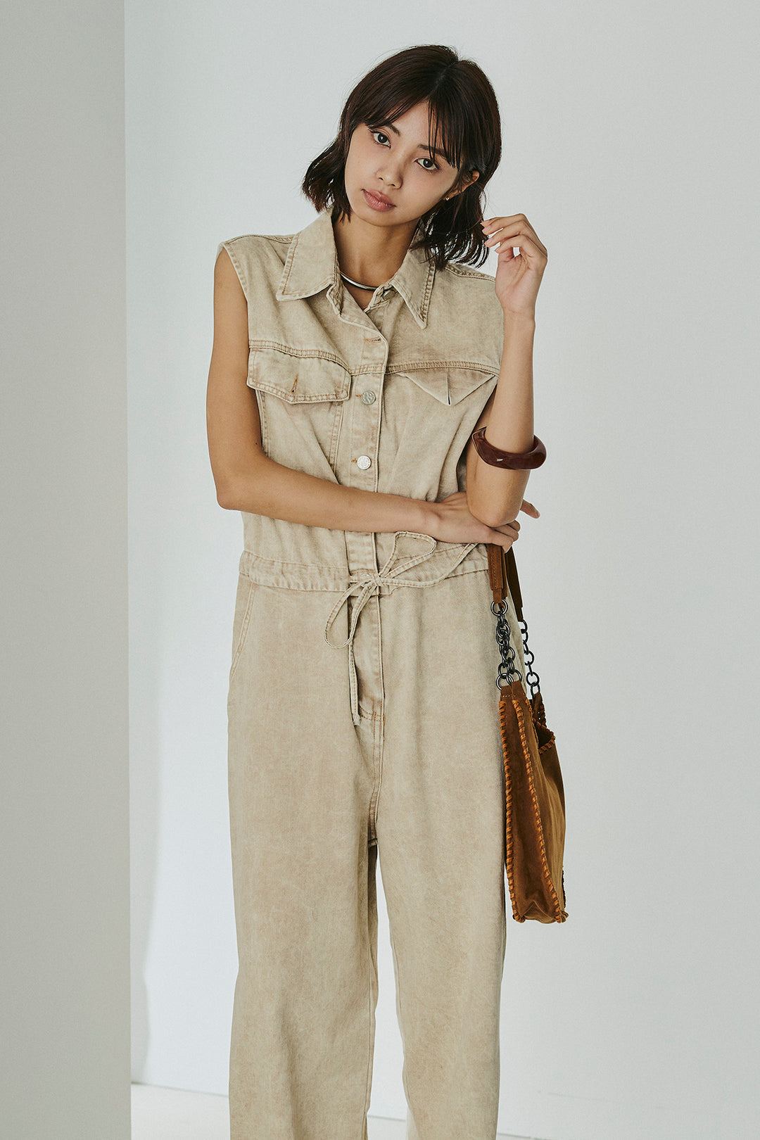 [SET]ケミカルデニムノースリロンパース