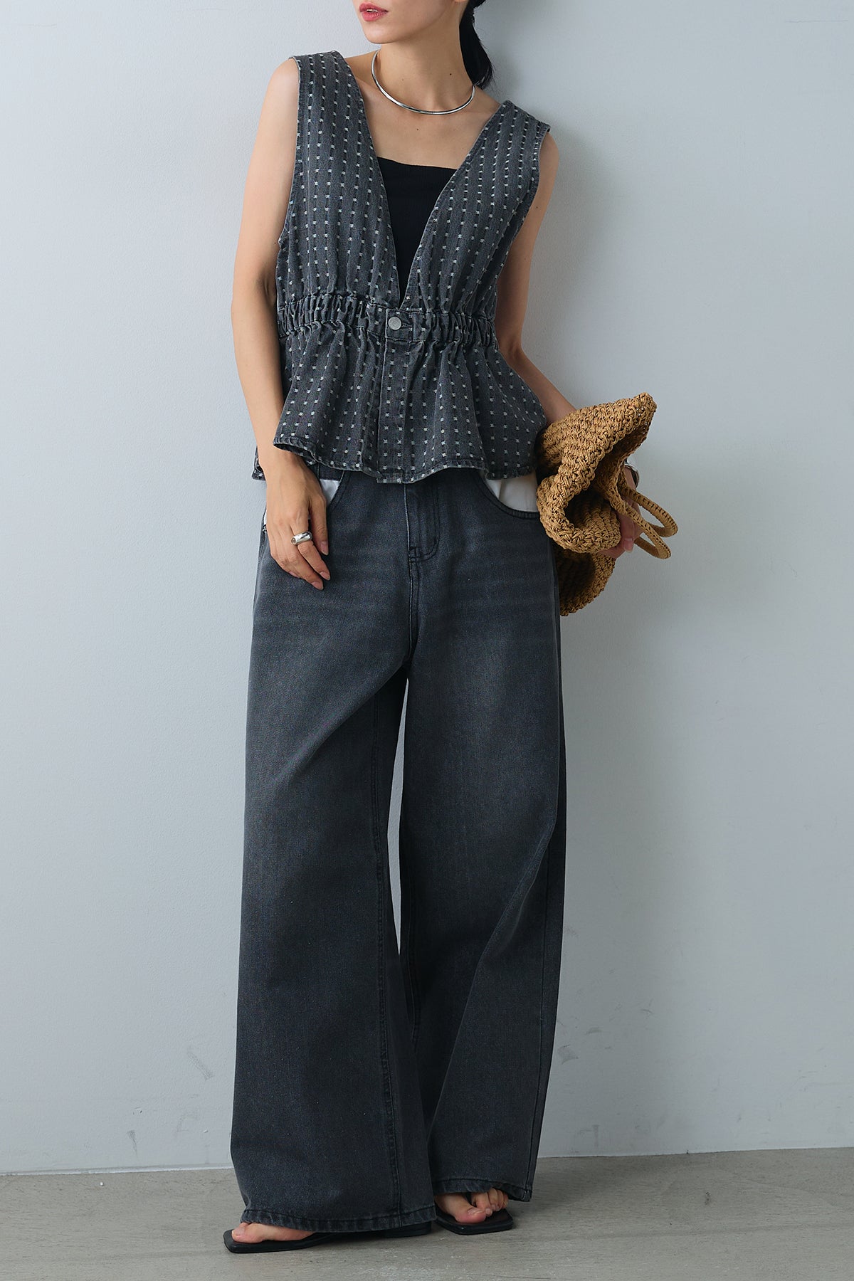 シェリエ　sheller Dot ジャガード　デニム　パンツ シェリエ sheller Dotジャガードデニムパンツ