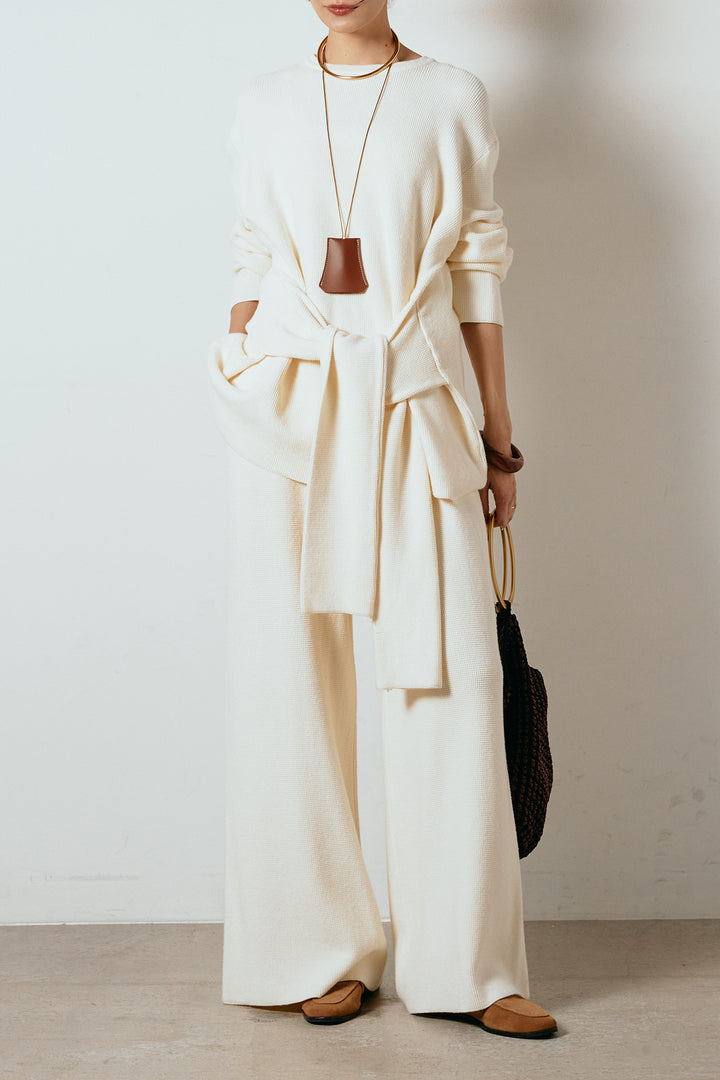 [SET]ウエスト巻きワッフルニットSETUP