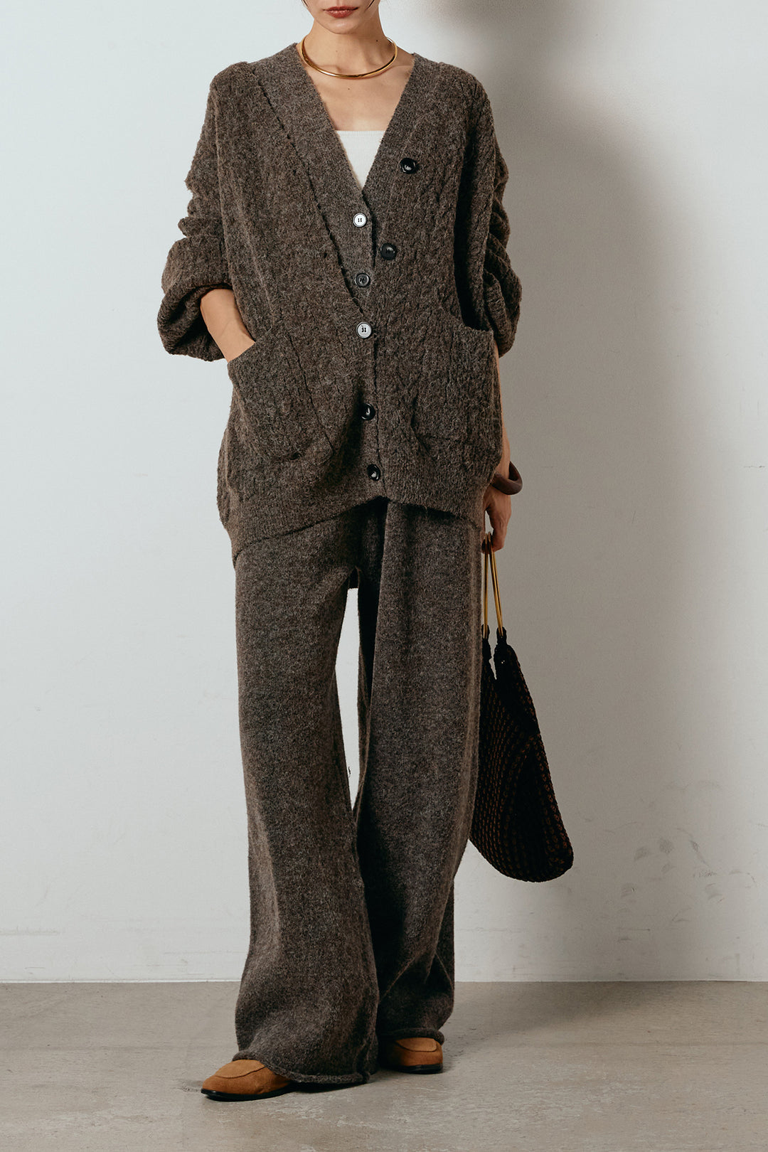 [SET]3ピースフロントボタンニットSETUP