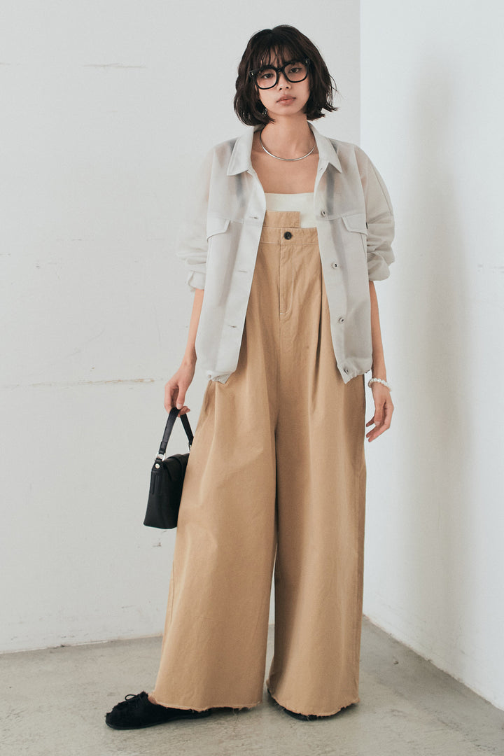 [SET]シアーダンボールサイドドロストジャケット+綿ツイルアシメサロペット(2set)