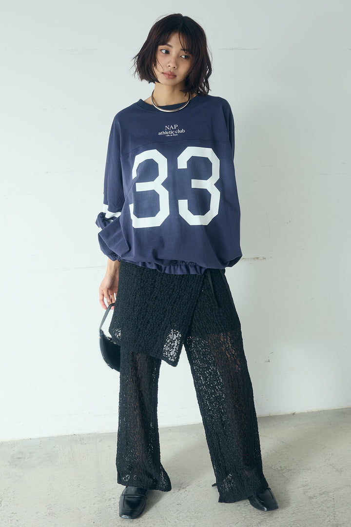 [SET]裾ドロストナンバービッグTシャツ+ストレッチレースパンツ＆ラップスカートセット(2set)
