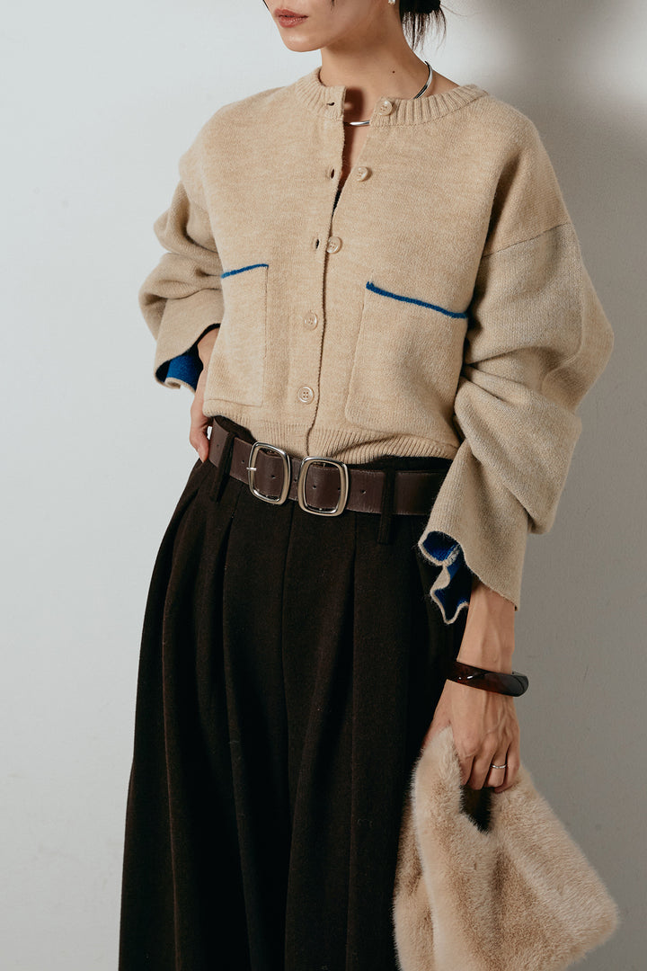 アルパカタッチダブルフェイスカーディガン/アイボリー