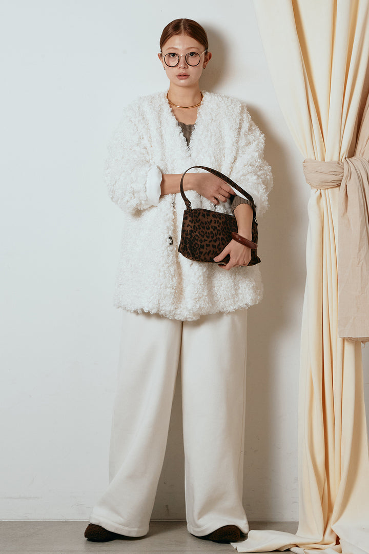 [SET]シープライクファージャケット+裏起毛スウェットワイドパンツ(2set)