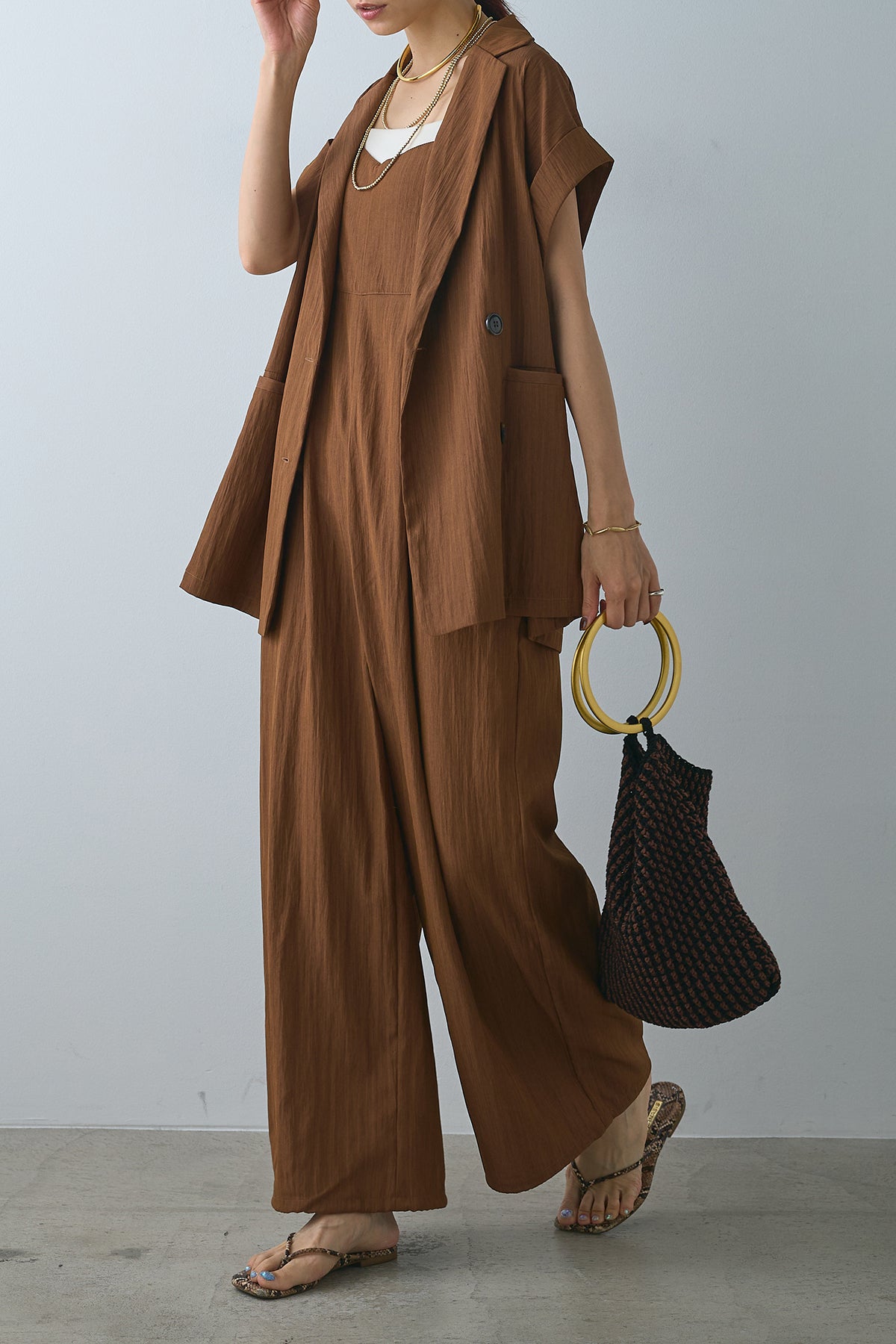 即納】リネンライクビスチェ風サロペット – ESICA