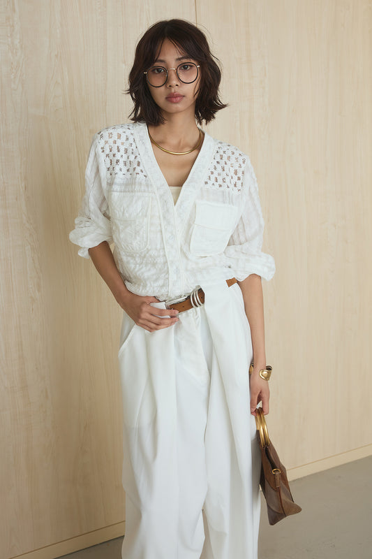 【着回しセット】[SET]異素材切替シアーメッシュカーディガン+異素材切替シアーメッシュカーディガン(2set)