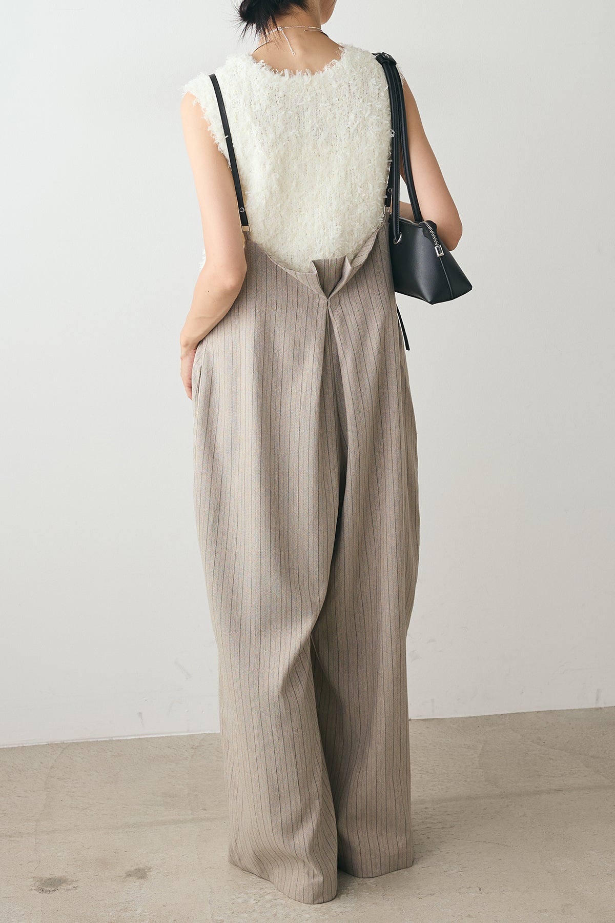 seya. セヤ ベスト SIWA VEST ヘリンボーン リボンベルト 比翼 SET]チョウチョウヤーンニットベスト+ヘリンボーンストライプ
